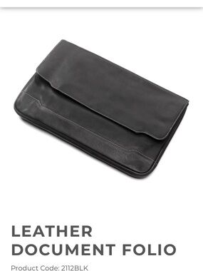 Black Leather Document Folio for Men/Women